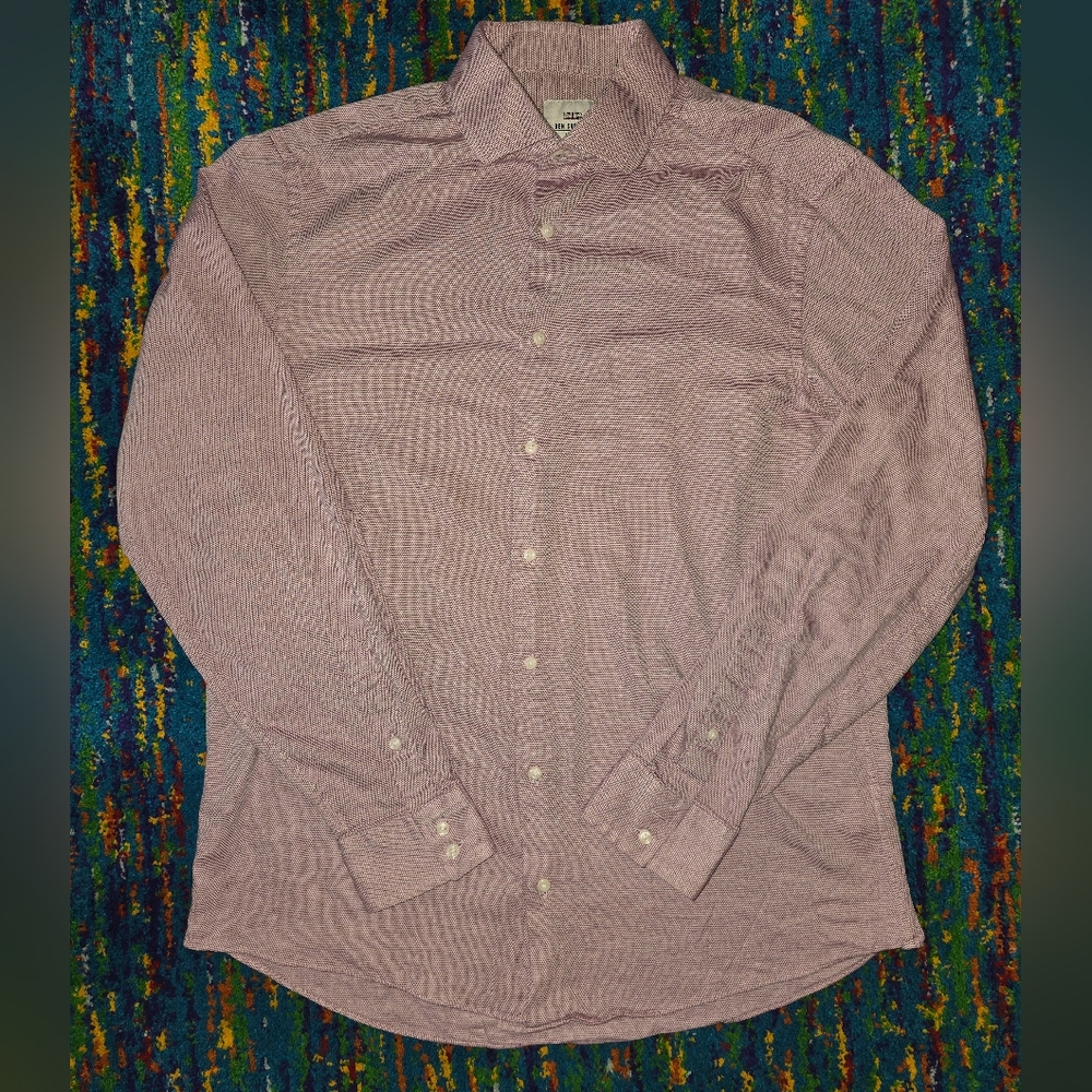 Ben Sherman mens taylored slim fit neck size 16 burgundy‎ and white